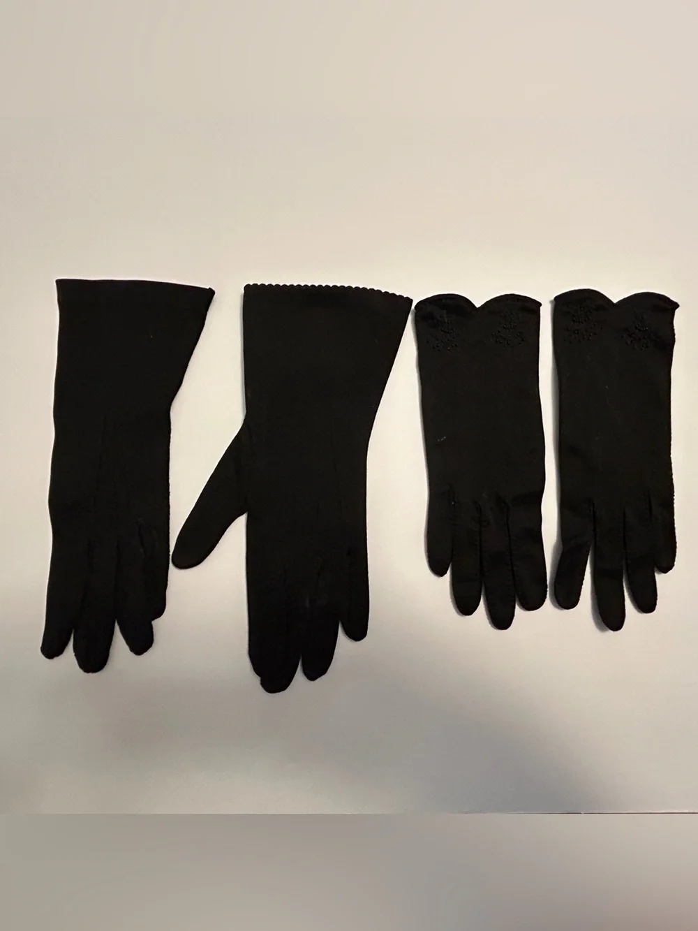Vintage Women's Gloves 16 Pairs Black Brown Blue Peach Variety Lengths